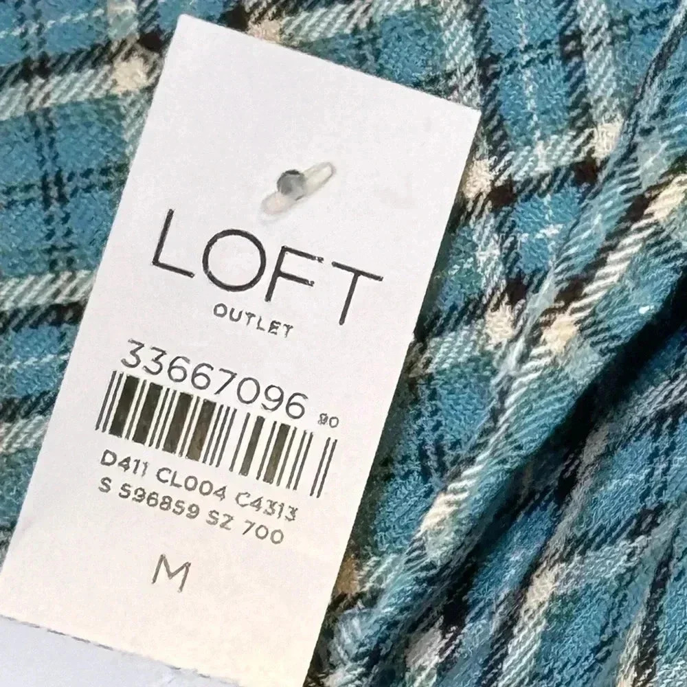 Loft  Plaid Metallic Thread Top NWT - Picture 5 of 8